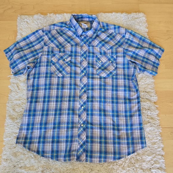 Wrangler Blue and White Plaid Casual Shirt Size XL Blue - Picture 1 of 8